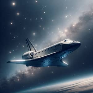 Futuristic Metallic Space Shuttle in Serene Starry Sky