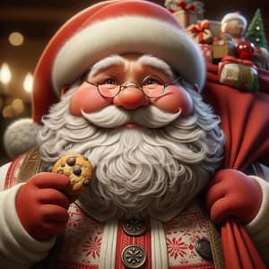 Jolly Santa Claus Spreading Joy with Toys and Cookies