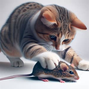 Cat Hitting Mouse | Playful Cat Photograph