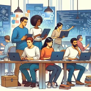 Collaborative Data Engineers in Modern Office Setting | Teamwork Illustration