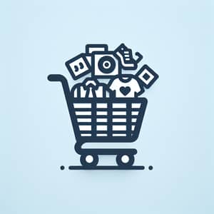 Merchandising Icon: Mini Shopping Cart with Popular Products