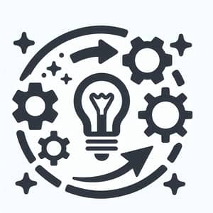 Product Development Icon: Innovation, Gears, Arrow