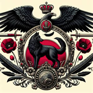 Aristocratic Emblem with Wolf, Eagle, Peacock, and Floral Elements