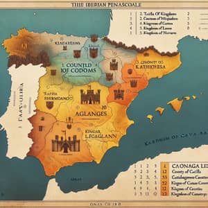 Iberian Peninsula Map: 8th-12th Centuries Territories and Boundaries
