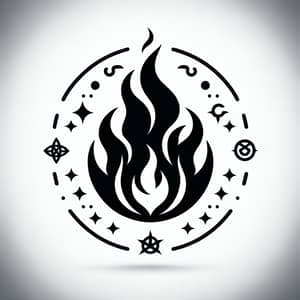 Black Fire Spell Icon - Dark Sorcery Symbol Design