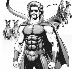 Australian Superhero with Mullet Hairstyle Riding Kangaroo | Impressive Strength