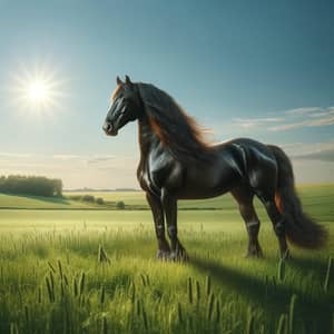 Stunning Horse in Green Meadow - Beautiful Nature Scene