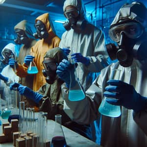 Brutal Chemists in Underground Laboratory with Blue undertone