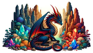 Majestic Dark Dragon Seeking Hidden Treasure