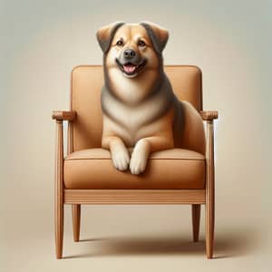Medium-Sized Dog Sitting Cheerfully on Homely Chair