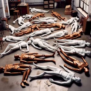Album Cover with Scattered Mannequins on the Floor