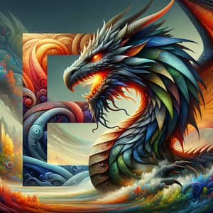 Modern Dragon Art with Letters E and S | Vivid Details