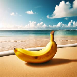 Tranquil Banana on Sandy Beach | Serene Scene with Sunlight