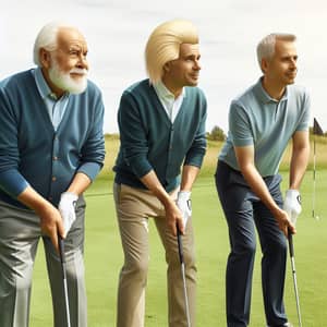Casual Golf Game: Elderly Politicians and Middle-aged Man Golfing