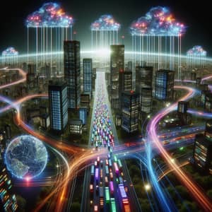 Digital City Network: A Cyberpunk Visualization of the Internet