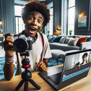 Young African Vlogger's First Video Creation Journey