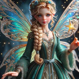 Enchanting Fairy with Sparkling Blue Wings - Magical Folklore