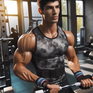 Muscular Uzbek Man in Sports Clothes | Gym Weightlifting Prep