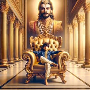 Majestic Chandu and Confident Boy on Throne - Royal Court Scene