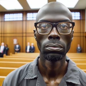 Courtroom Portrait: Gaunt-Faced Black Man in Glasses