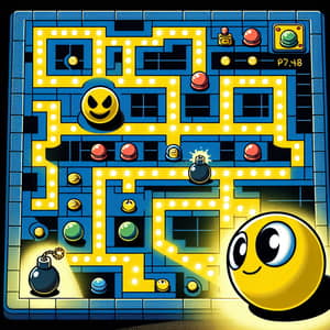 PacMan vs Bomberman: Strategic Face-Off Game Art
