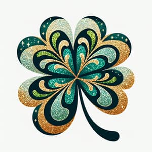 Bohemian Four-Leaf Clover with Silver and Gold Glitter | St. Patrick's Day