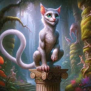 Cat-Human Hybrid Creature in Enchanted Forest