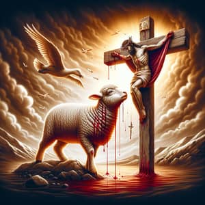 Lamb of God Shedding Blood on the Cross