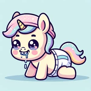 Adorable Baby Pony Cartoon Character | Crawling Stage