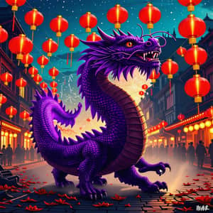 Mythical Purple Dragon in Chinatown Chinese New Year Celebration