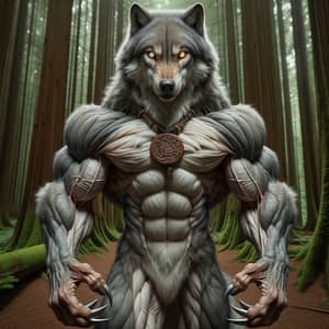 Muscular Wolf in Enchanting Forest - Wildlife Image