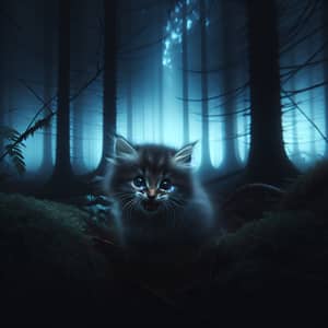 Eerie Forest with Adorable Kittens | Mystical Scene