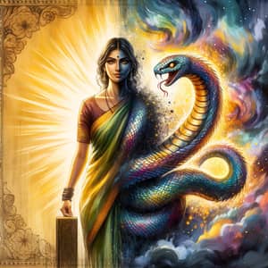 South Asian Woman Transforms Into Majestic Serpent