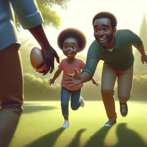 Joyful Family Moment: Children Running to Father with Egg