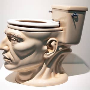 Surreal Toilet Bowl Sculpture with Human Face | Unusual Artwork