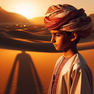 Traditional Omani Turban: Boy in Rich Omani Attire