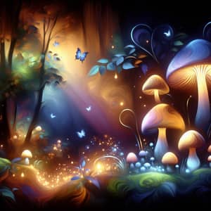 Mystical Forest with Glowing Mushrooms - Fantasy-Inspired Art