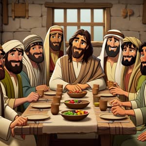 Supper of Jesus with Apostles in Disney Style