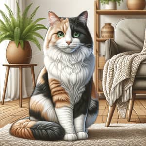Detailed Representation of a Calico Domestic Cat
