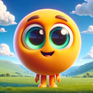 Friendly Cartoon Character in Colorful Meadow | Website Name