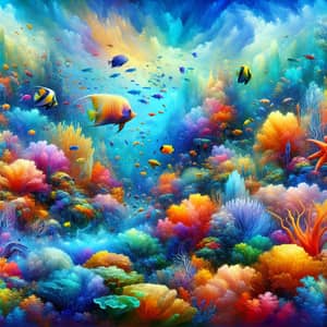 Vibrant Underwater Scene: Colorful Coral Reefs & Tropical Fish
