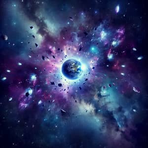 Exploding Earth in Universe: Stunning Cosmic Scene