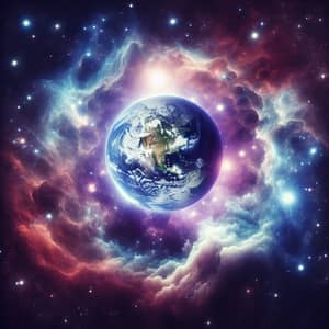 Explosive Earth in Cosmic Universe - Purple Nebula Surrounds