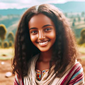 Young Ethiopian Girl in Traditional Clothing | Ethiopia Landscape