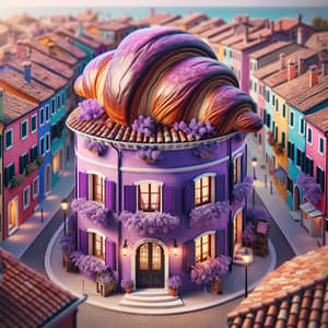 Charming Croissant-Shaped House with Lavender Flowers
