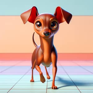 Brown Pinscher Mini Dog - Pixar-Style Digital Animation