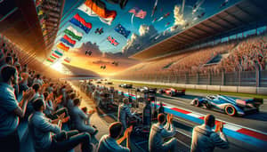 Exciting Motorsport Event with Fast Race Cars and Diverse Fans