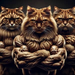 Intimidating Muscular Cats - Powerful Felines Staring with Determination