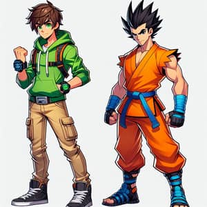 Ben 10 vs Goku: Action-Filled Adventure Illustration