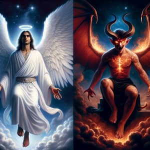 Celestial Angel and Sinister Demon - Eternal Struggle Depicted